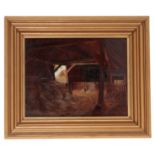 GALSWORTHY (19th/20th Century) A figure inside a threshing barn