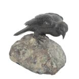 JAPANESE SCHOOL, A BRONZE FIGURE OF A CROW