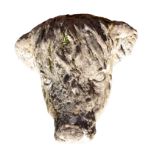 A COMPOSITE STONE BULL'S HEAD WALL MOUNT