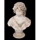 A MARBLE BUST OF A YOUNG GIRL