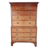 A GEORGE III MAHOGANY CHEST ON CHEST