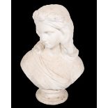 A MARBLE BUST OF A CLASSICAL MAIDEN