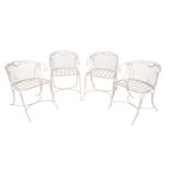 A SET OF FOUR WHITE-PAINTED GARDEN CHAIRS