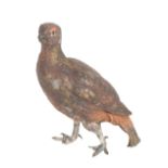 19TH CENTURY IN THE MANNER OF FRANZ BERGMAN (1861-1936), A COLD PAINTED BRONZE OF A PARTRIDGE