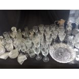 A SET OF TEN CUT-GLASS WINE GLASSES