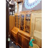 A MATCHING BUREAU BOOKCASE AND DISPLAY CABINET