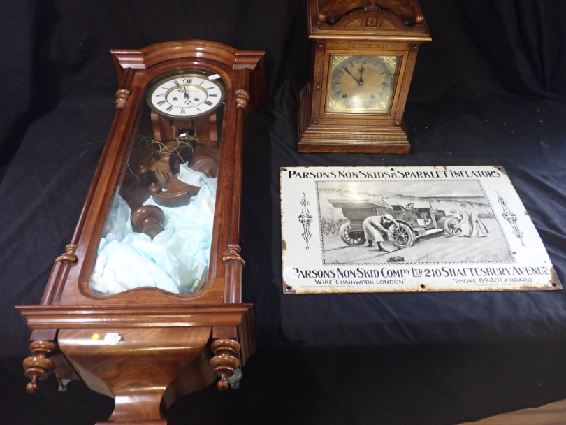 A FRENCH MAHOGANY WALL CLOCK