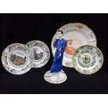 A NYMPHENBURG PLATTER AND THREE CHOISY LE ROIL PLATES