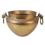 A MIDDLE EASTERN STYLE BRASS CACHEPOT