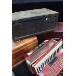 AN AMMUNITION BOX, AN ACCORDION