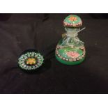 A MILLEFIORI GLASS INKWELL PAPERWEIGHT