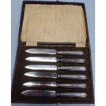 A CASED SET OF SILVER HANDLED FRUIT KNIVES