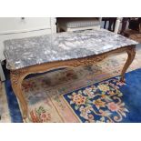 A LOUIS XV STYLE COFFEE TABLE WITH MARBLE TOP