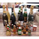THREE BOTTLES OF PROSECCO AND A COLLECTION OF MINIATURES