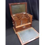 A VICTORIAN OAK STATIONERY BOX