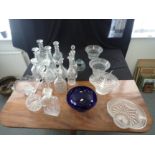 A COLLECTYION OF CUT GLASS DECANTERS