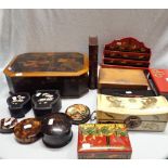 A COLLECTION OF TORTOISE SHELL AND PEARL INLAID BOXES