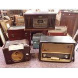 TWO VINTAGE RADIOS AND A VINTAGE STYLE RECORD PLAYER