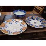 TWO 19th CENTURY EUROPEAN DELFTWARE DISHES