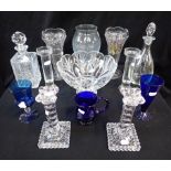 A PAIR OF EARLY VICTORIAN PRESSED GLASS CANDLESTICKS