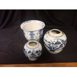 A CHINESE BLUE AND WHITE GINGER JAR