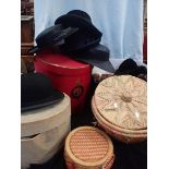 A COLLECTION OF HATS, HATBOXES, SCARVES