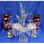 A REGENCY STYLE CUT GLASS CANDELABRA