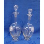 A PAIR OF 19TH CENTURY GLASS DECANTERS