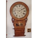 AN AMERICAN MARQUETRY CASED DROP DIAL CLOCK; 'BEST & SON BRIDPORT'