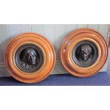 A PAIR OF 19TH CENTURY BRONZED RELIEF ROUNDELS, SHAKESPERE AND BUNYAN