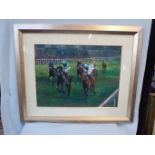 JOEL KIRK (BRITISH, 20TH CENTURY) HORSERACING SCENE, PASTEL