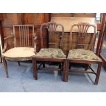 A PAIR OF GEORGE III MAHOGANY DINING CHAIRS