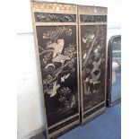 A PAIR OF ORIENTAL EMBROIDERED SCREEN PANELS