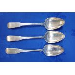 THREE GEORGE III SILVER SERVING SPOONS