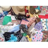 A COLLECTION OF HEADSCARVES, HANDKERCHIEFS, HATS