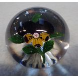 AN ANTIQUE BACCARAT PANSY PAPERWEIGHT