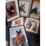 A SMALL COLLECTION OF HORSE RELATED/RACING PICTURES & PRINTS
