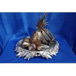 MICHAEL TURNER: A STAINLESS STEEL SCULPTURE OF A PLATTER OF FRUIT
