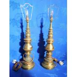 A PAIR OF GILT-METAL TABLE LAMPS