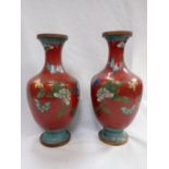 A PAIR OF CLOISONNE VASES