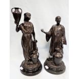 PAIR OF BRONZED SPELTER FIGURES OF MIDDLE EASTERN WATER CARRIERS