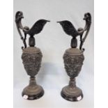 PAIR OF 19th CENTURY RENAISSANCE REVIVAL SPELTER EWERS