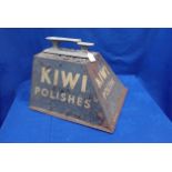 A VINTAGE TINPLATE KIWI ADVERTISING SHOESHINE BOX