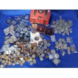 A COLLECTION OF COINS; PRE 1947 SILVER, SOME PRE 1921, INCLUDING AMERICAN DOLLARS