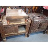 A 19TH CENTURY INDIAN CARVED AND STAINED PINE CUPBOARD