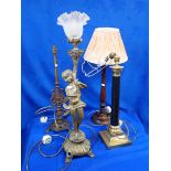 A BRASS FIGURAL TABLE LAMP