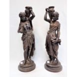 PAIR OF BRONZED SPELTER FIGURES OF MIDDLE EASTERN WATER CARRIERS