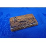 A 19TH CENTURY PENWORK SNUFFBOX SHOWING A HARE HUNTING SCENE