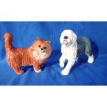 A BESWICK LONG-HAIRED CAT, AND A BESWICK OLD ENGLISH SHEEPDOG