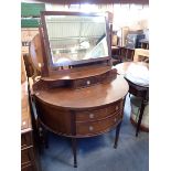 AN EDWARDIAN MAHOGANY DEMI-LUNE DRESSING TABLE